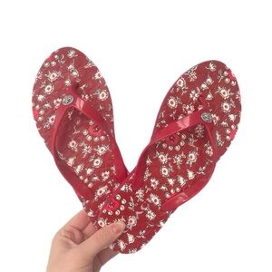 Coach Red Sandals with floral thong sandals Pattern